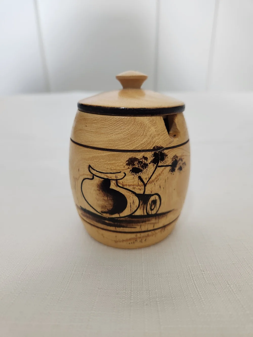 Wooden Decorative Spice Jar with Lid-handmade